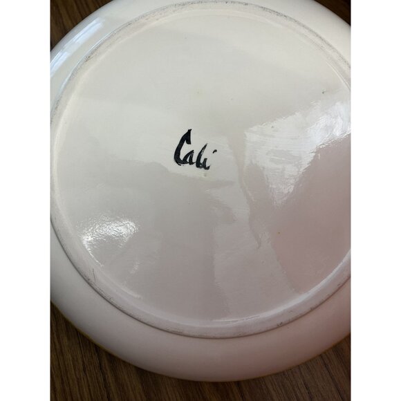 Vintage Cali Ceramic Chips & Dip Plate Set With Pepper Design & Yellow Zigzag Pa - Picture 6 of 6